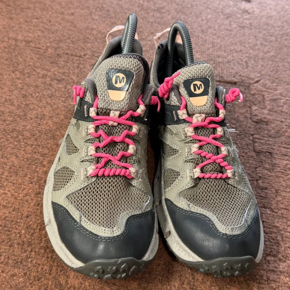 A- Merrell All Out Blaze Sieve Womens Hiking Shoes Grey Pink J033884 Size 9